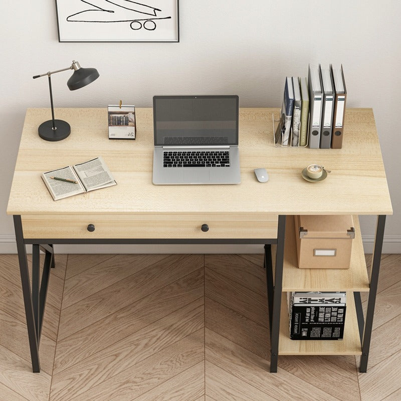 Birou 120x60 cm – stejar deschis, MDF + cadru metalic