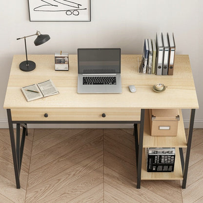 Birou 120x60 cm – stejar deschis, MDF + cadru metalic