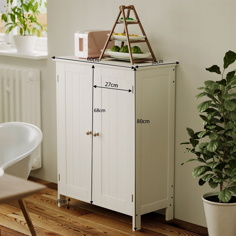 Dulap de Baie si Hol Independent cu 2 Usi, Alb, Stil Loft, 60x30x80 cm