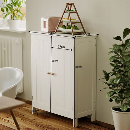 Dulap de Baie si Hol Independent cu 2 Usi, Alb, Stil Loft, 60x30x80 cm