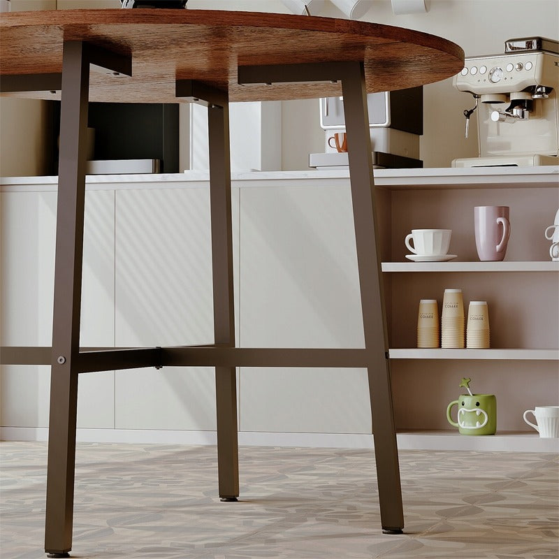 Masa de Cafea Rotunda Stil Loft, Diametru 80 cm, Maro Retro si Metal, pentru Living