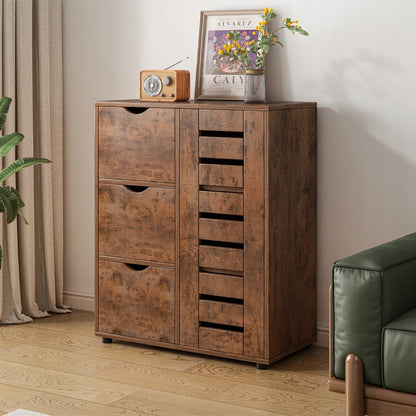 Comodă modernă 60 cm – MDF stejar rustic, 3 sertare + compartiment