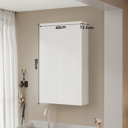 Dulap de Baie Suspendat pe Perete Alb, Tip Coloana Loft, 40x13.5x80 cm