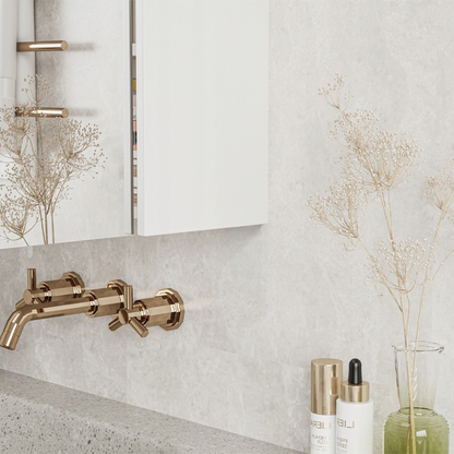Dulap oglindă baie 60 cm – alb, suspendat, MDF, organizare cosmetice