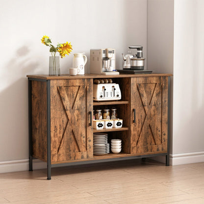 Dulap comodă 100 cm maro rustic – 2 sertare + polițe, design clasic