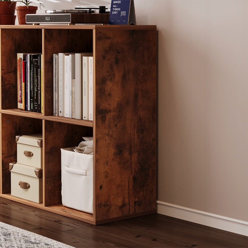 Biblioteca Modulara tip Cub 3x2 cu 6 Compartimente, Maro Rustic, 100x30x63 cm