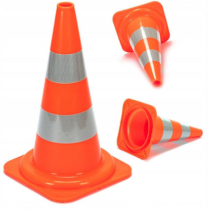Con de Trafic Reflectorizant din PVC Moale cu Baza Grea, Portocaliu, 50 cm