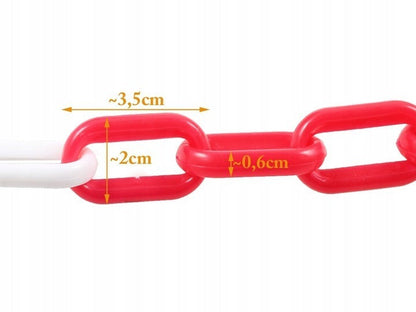 Lant de Avertizare din Plastic Alb-Rosu, Lungime 25 m, Grosime 6 mm
