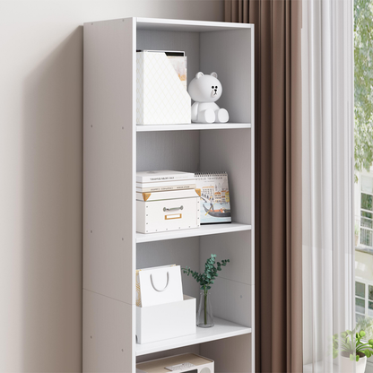 Bibliotecă modernă albă 182 cm – etajeră pentru cărți și decorațiuni, MDF