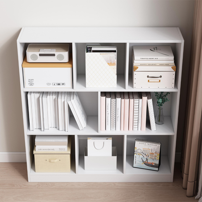 Bibliotecă depozitare 100 cm – albă, 8 spații, MDF, design minimalist