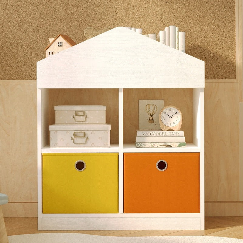Raft Organizator in Forma de Casuta pentru Copii, Biblioteca Alba, 64x27x91 cm