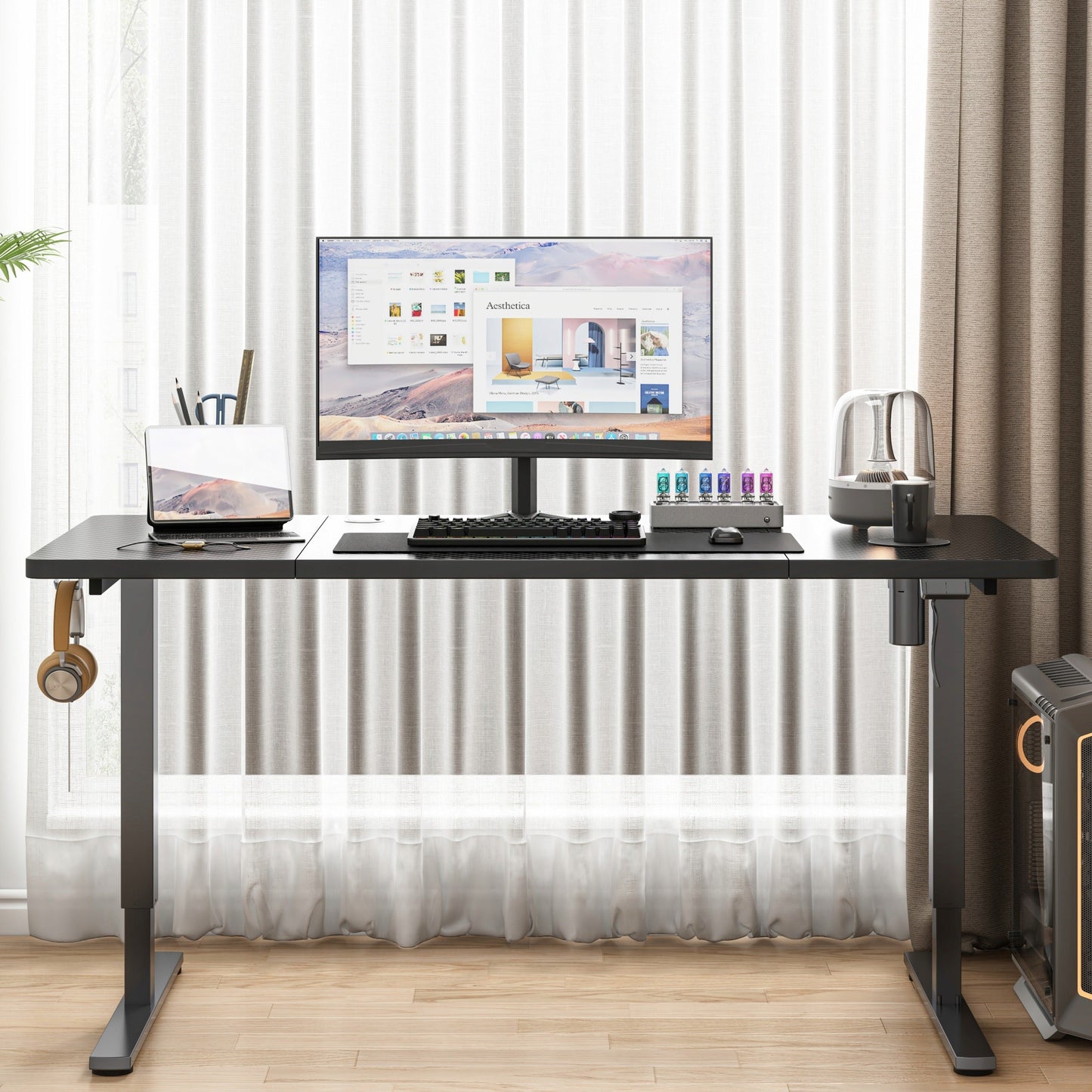 Birou ergonomic electric – 160x80 cm, înălțime ajustabilă