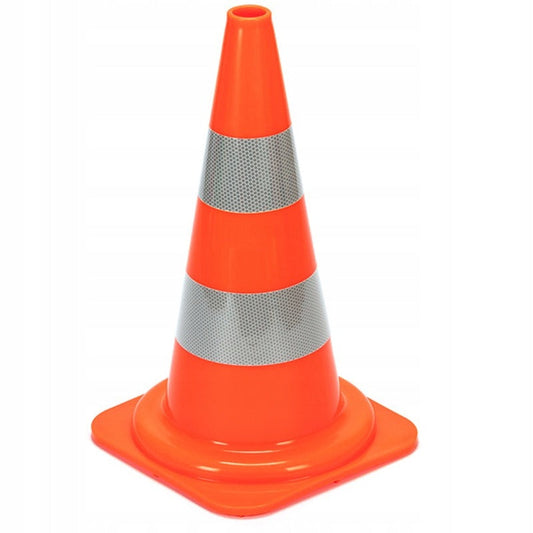 Con de Trafic Reflectorizant din PVC Moale cu Baza Grea, Portocaliu, 50 cm