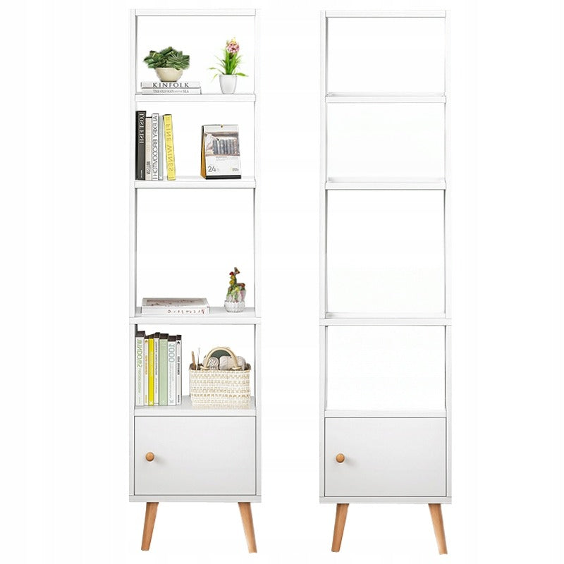 Bibliotecă Stil Scandinav 180cm – Raft Cărți Stejar Deschis și Alb