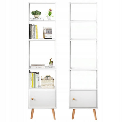 Bibliotecă Stil Scandinav 180cm – Raft Cărți Stejar Deschis și Alb