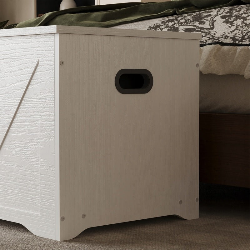 Lada Depozitare din Lemn pentru Lenjerie de Pat, Cufar Alb Stil Loft, 80x40x46 cm