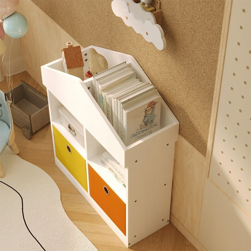 Raft Organizator in Forma de Casuta pentru Copii, Biblioteca Alba, 64x27x91 cm