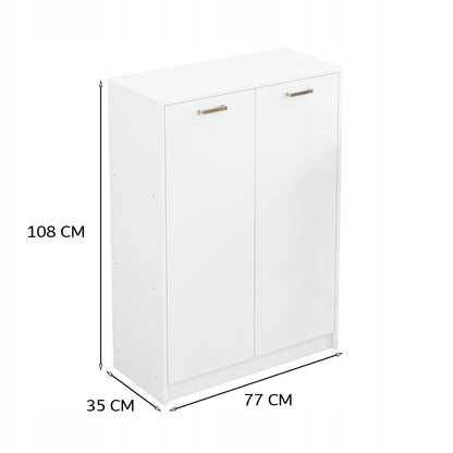 Comoda Turn din MDF Alb cu Accente Negre Stil Loft, 77x35x108 cm