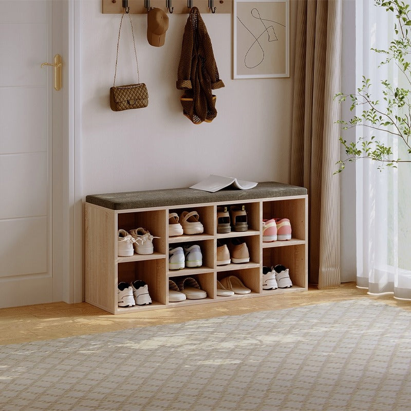 Pantofar cu Șezut și Pernă 104cm – Bancă Hol Stil Loft – Maro/Negru