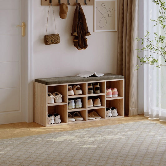Pantofar cu Șezut și Pernă 104cm – Bancă Hol Stil Loft – Maro/Negru