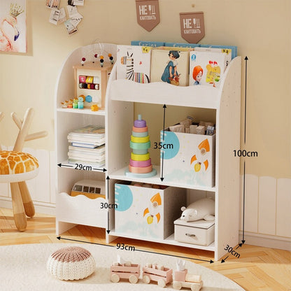 Biblioteca Stil Loft Alb cu 2 Usi, 100 cm, Dulap pentru Jucarii sau Depozitare Carti