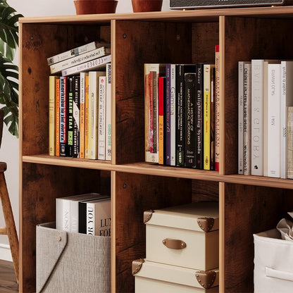 Biblioteca Modulara tip Cub 3x2 cu 6 Compartimente, Maro Rustic, 100x30x63 cm