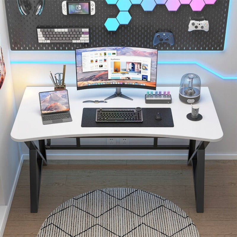 Birou gamer 120x60 cm – alb, stil loft, MDF + metal