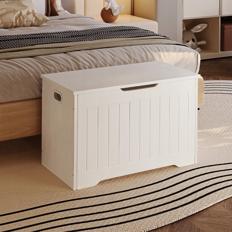 Lada Depozitare din Lemn pentru Lenjerie de Pat, Cufar Alb Loft, 76x40x48 cm