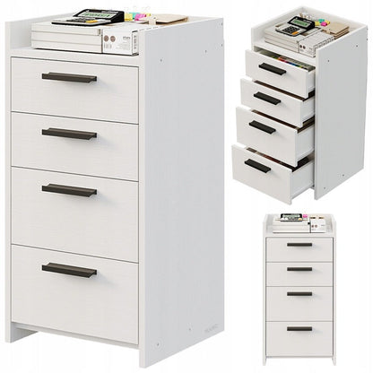 Container Birou Independent cu 4 Sertare, Comoda Alba din Lemn, 36x35x70 cm