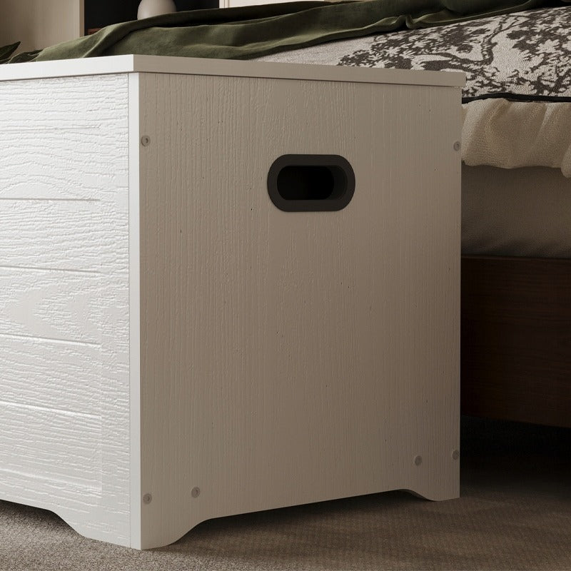 Cufar Mare Depozitare din Lemn pentru Lenjerie, Lada Alba Stil Loft, 100x50x46 cm