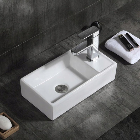 Lavoar Suspendat din Ceramica 40x22 cm, Chiuveta Baie Alba, Stil Minimalist