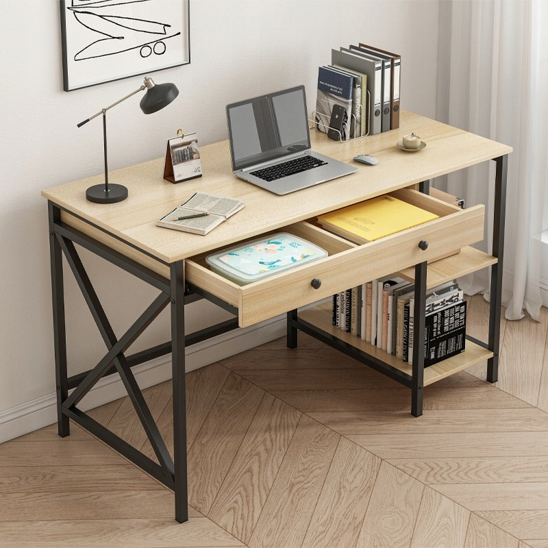 Birou 120x60 cm – stejar deschis, MDF + cadru metalic