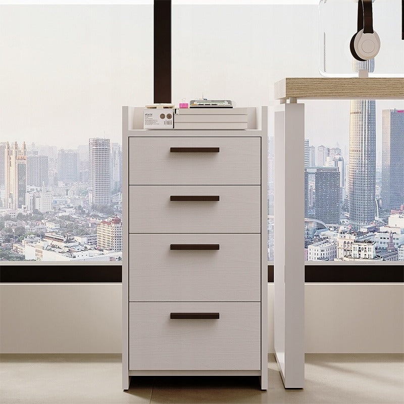 Container Birou Independent cu 4 Sertare, Comoda Alba din Lemn, 36x35x70 cm