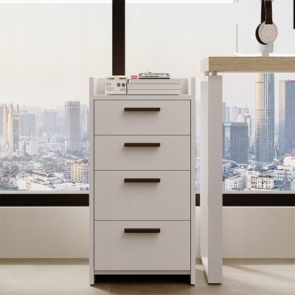 Container Birou Independent cu 4 Sertare, Comoda Alba din Lemn, 36x35x70 cm