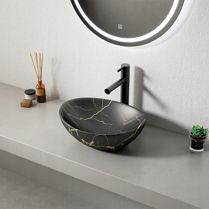 Lavoar ceramic 41x34,5 cm – negru, design modern oval