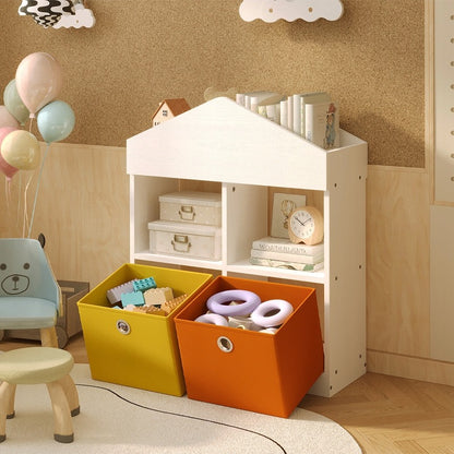 Raft Organizator in Forma de Casuta pentru Copii, Biblioteca Alba, 64x27x91 cm