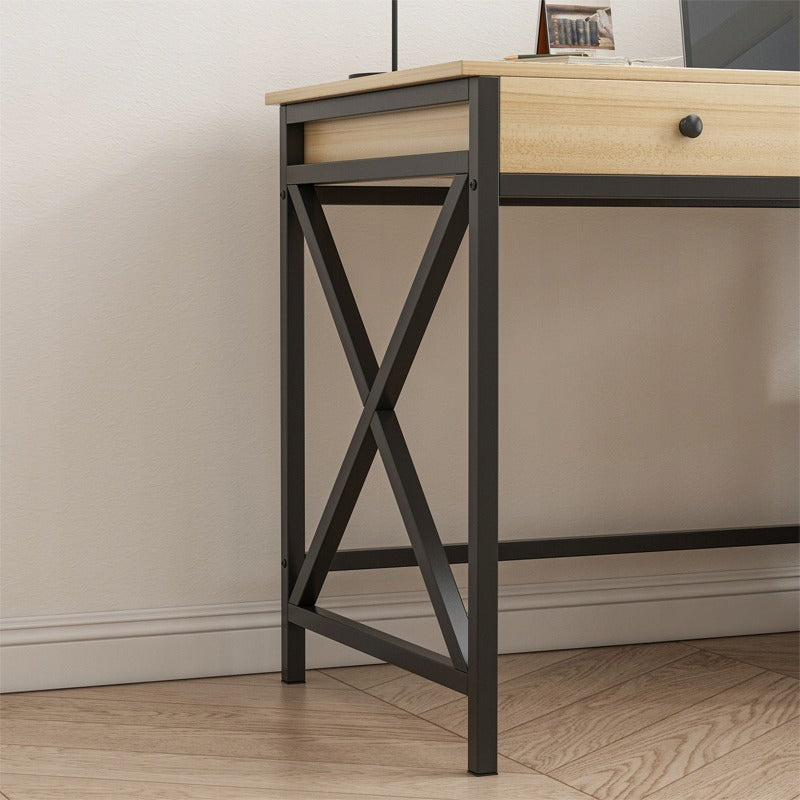 Birou 120x60 cm – stejar deschis, MDF + cadru metalic