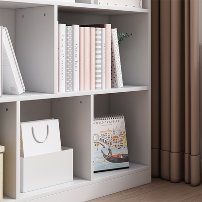 Bibliotecă depozitare 100 cm – albă, 8 spații, MDF, design minimalist