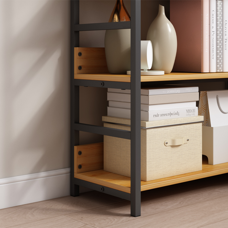 Bibliotecă loft 174 cm – 80 cm lățime, MDF + cadru metalic