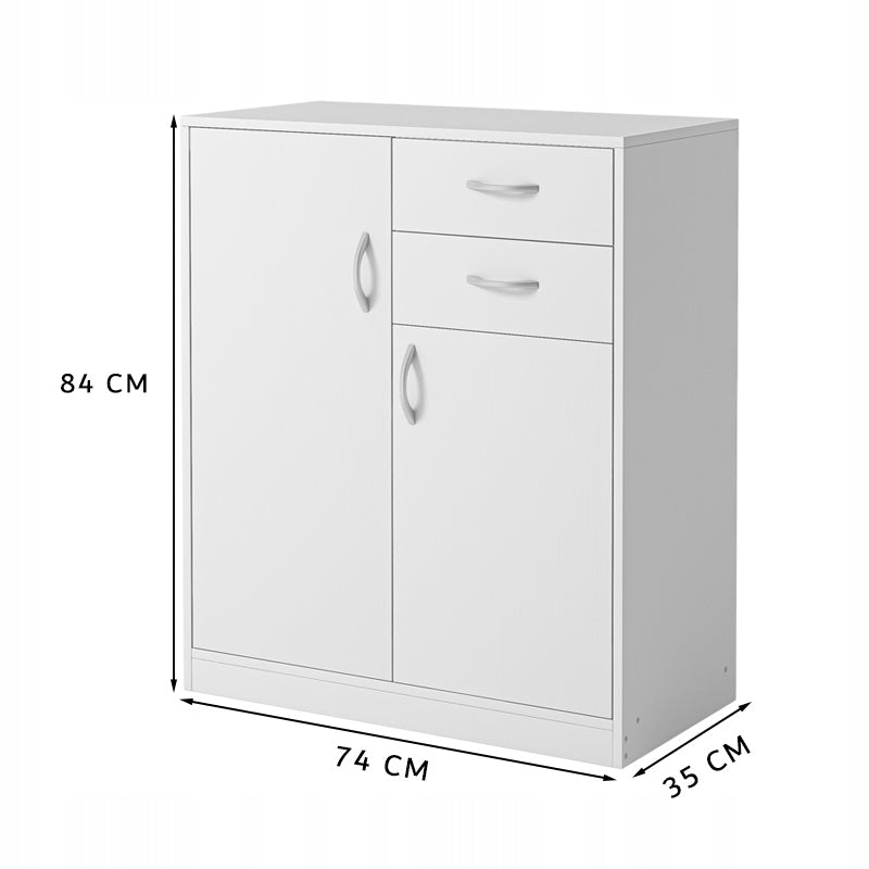 Dulap comodă alb – 74 cm, depozitare practică, stil loft