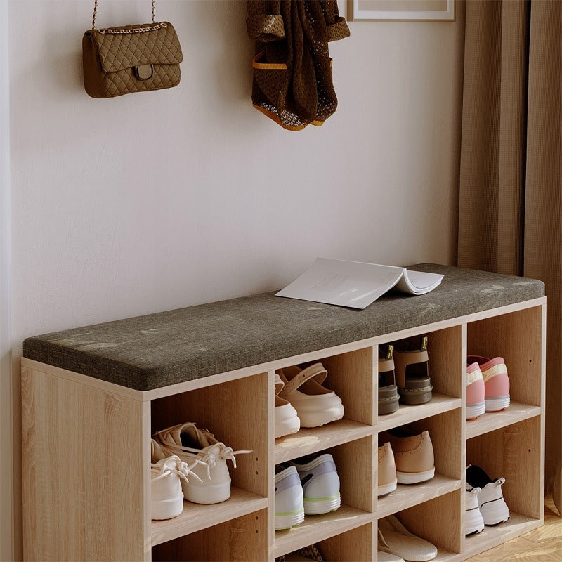 Pantofar cu Șezut și Pernă 104cm – Bancă Hol Stil Loft – Maro/Negru