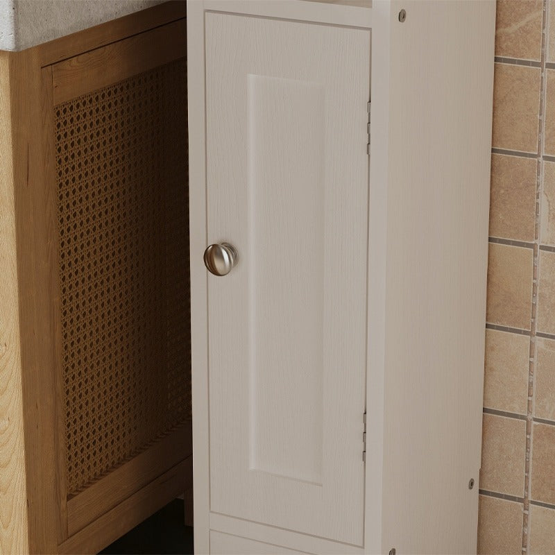Dulap de Baie Ingust Tip Coloana cu 4 Rafturi, Alb, 18x20x80 cm, din MDF Loft