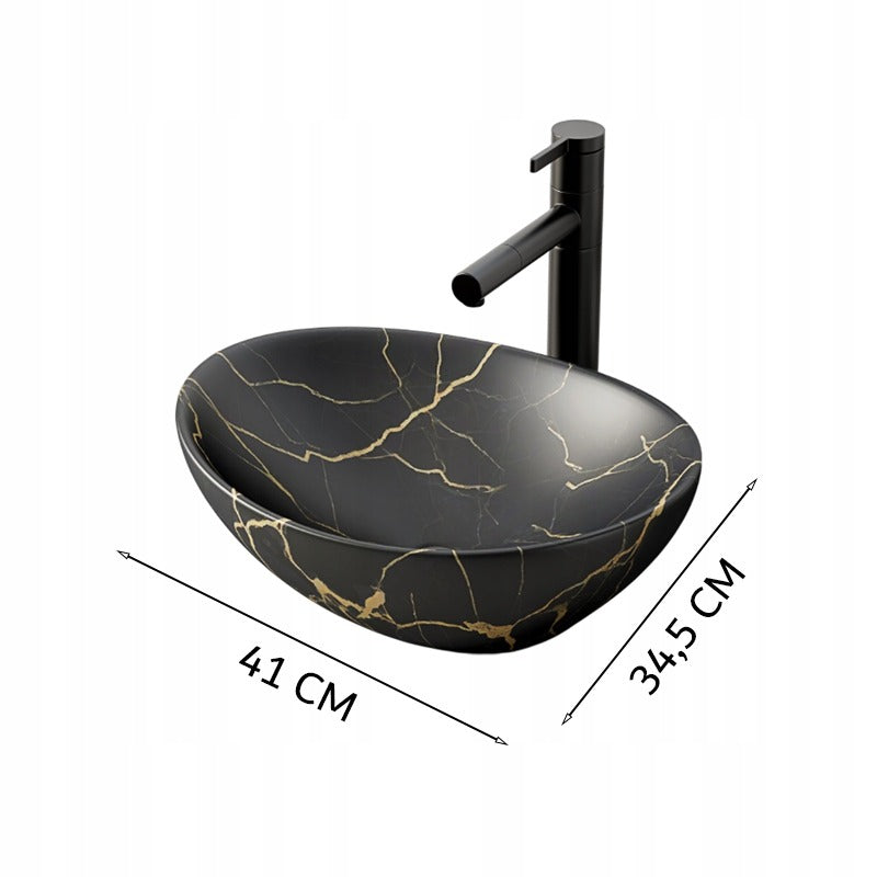 Lavoar ceramic 41x34,5 cm – negru, design modern oval