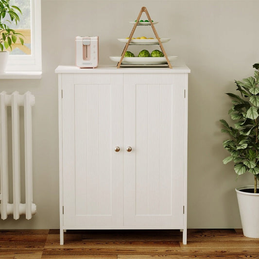 Dulap de Baie si Hol Independent cu 2 Usi, Alb, Stil Loft, 60x30x80 cm