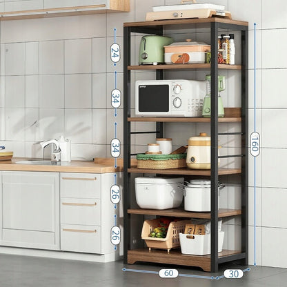 Biblioteca Stil Loft cu 5 Rafturi, Inaltime 160 cm, Cadru Metalic Industrial, 60x30 cm