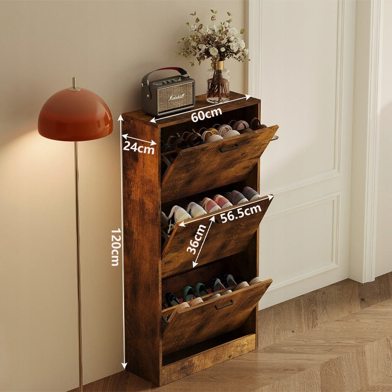 Dulap pantofi îngust – 60 cm, maro, cu sistem basculant
