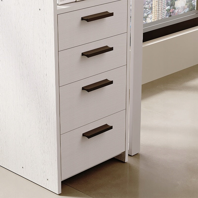 Container Birou Independent cu 4 Sertare, Comoda Alba din Lemn, 36x35x70 cm