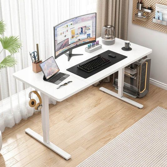 Birou Electric Reglabil pe Inaltime 160x80 cm, Alb, Ergonomic pentru Gaming si Office