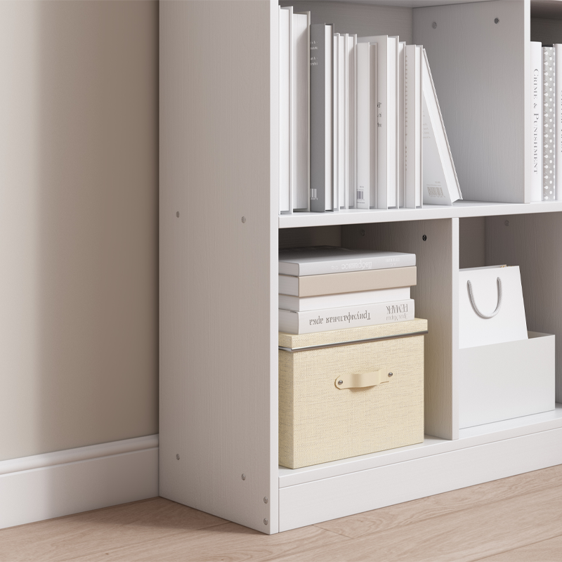 Bibliotecă depozitare 100 cm – albă, 8 spații, MDF, design minimalist