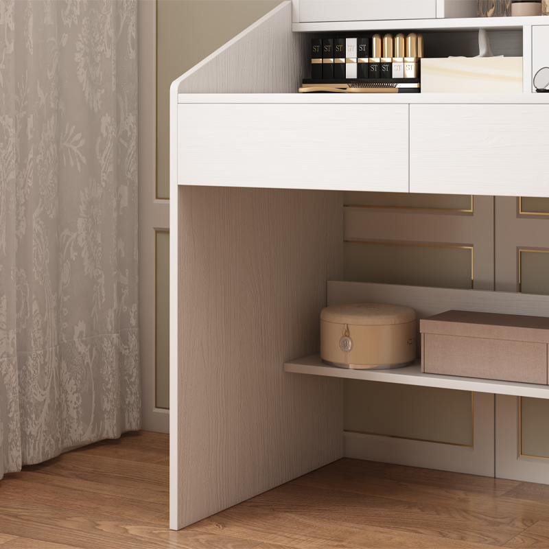 Măsuță toaletă albă 70 cm – compactă, cu depozitare